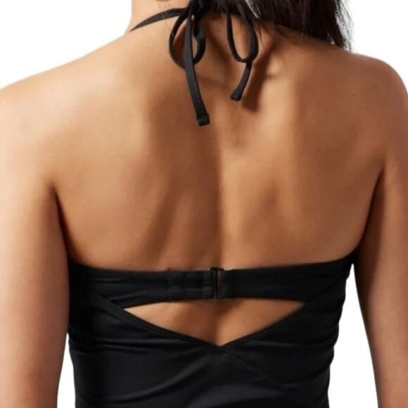 Athleta Hampton Bra Cup Swim Tankini Top Black UPF 50+ Beach Vacation 34 D/DD - Picture 3 of 7